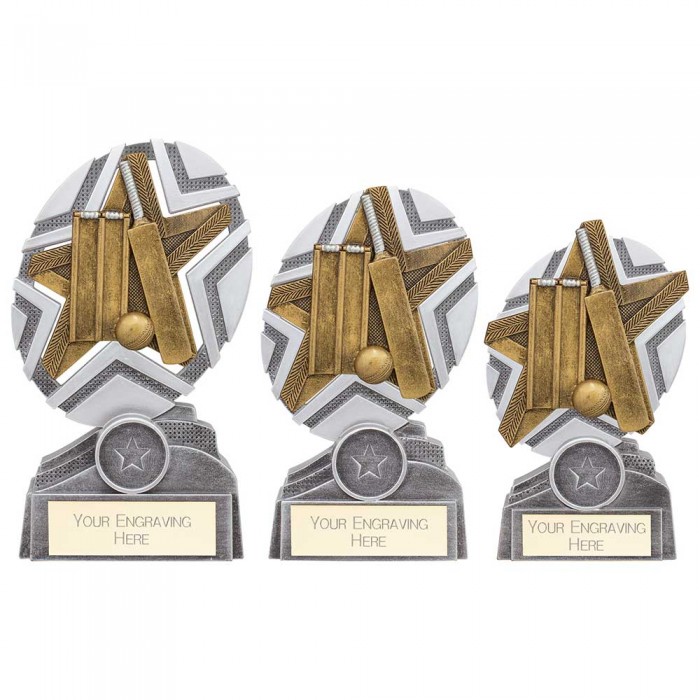 THE STARS CRICKET TROPHY - 3 SIZES - 130MM - 170MM